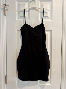 Lulu's Black Mini Slip Dress with Spaghetti Straps